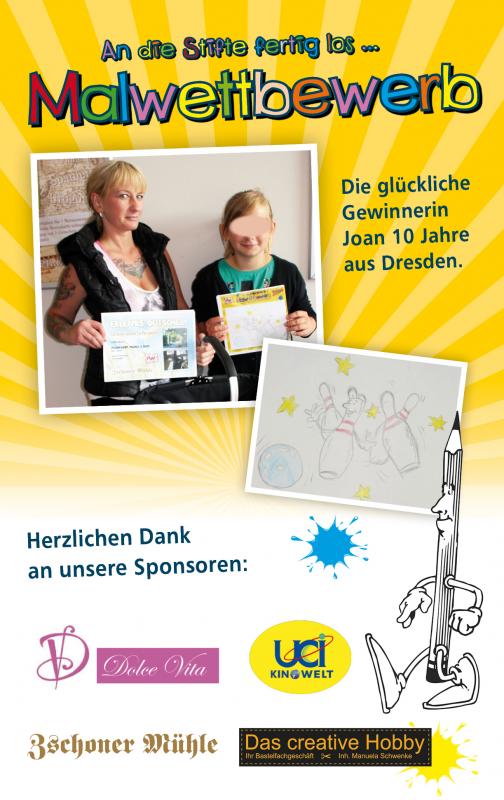 Die glückliche Gewinnerin des Malwettbewerbes.